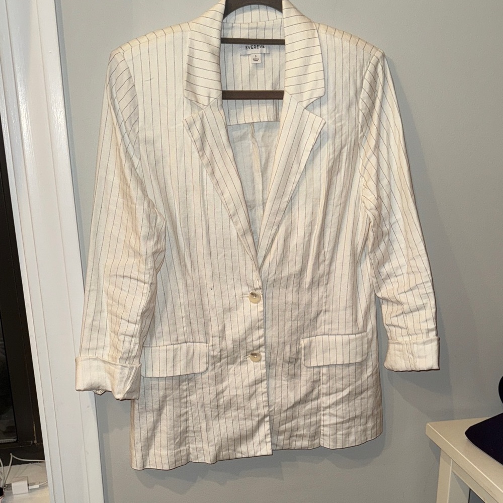 Evereve Cream Striped Blazer